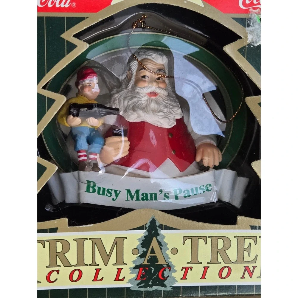 Coca-Cola Trim A Tree 1960 Busy Man's Pause Santa Ornament Haddon Sundblom